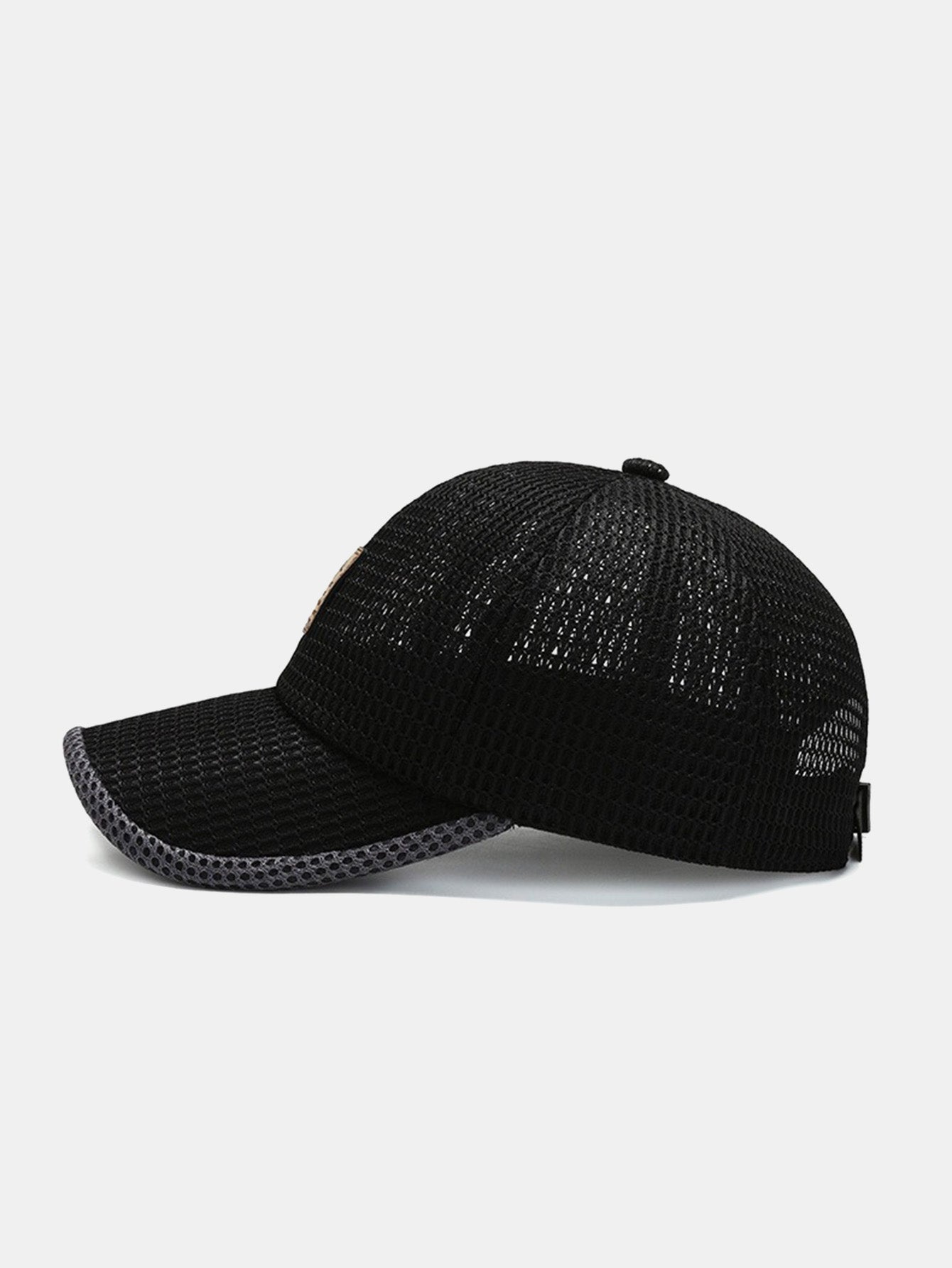 Solid Color Patch Hollow Mesh Nylon Baseball Cap