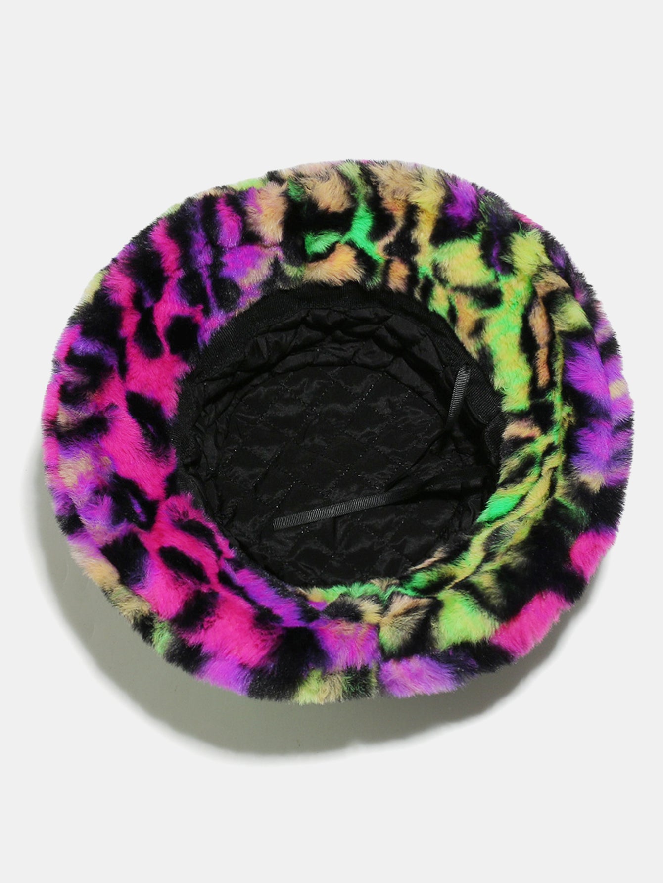 Faux Fur Colorful Leopard Print Bucket Hat