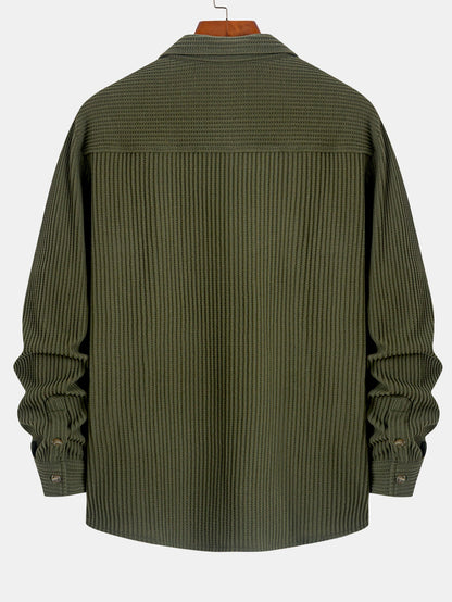 Long Sleeved Waffle Button Up Shirt