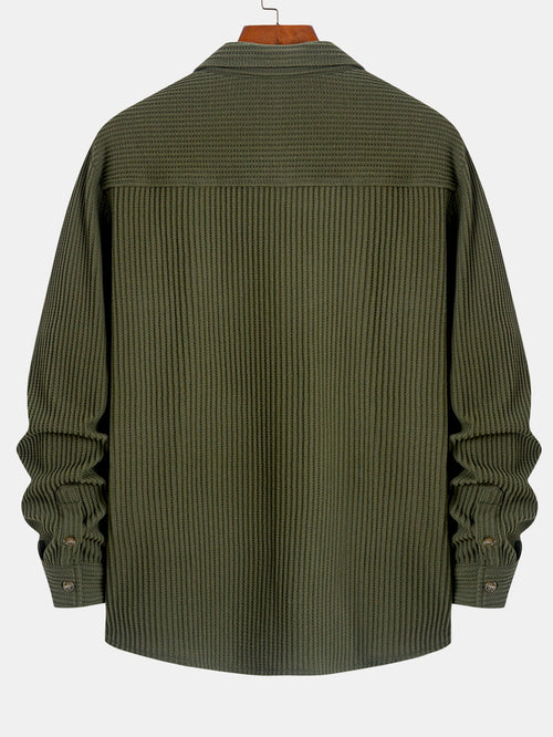 Long Sleeved Waffle Button Up Shirt