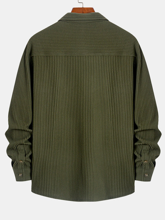 Long Sleeved Waffle Button Up Shirt