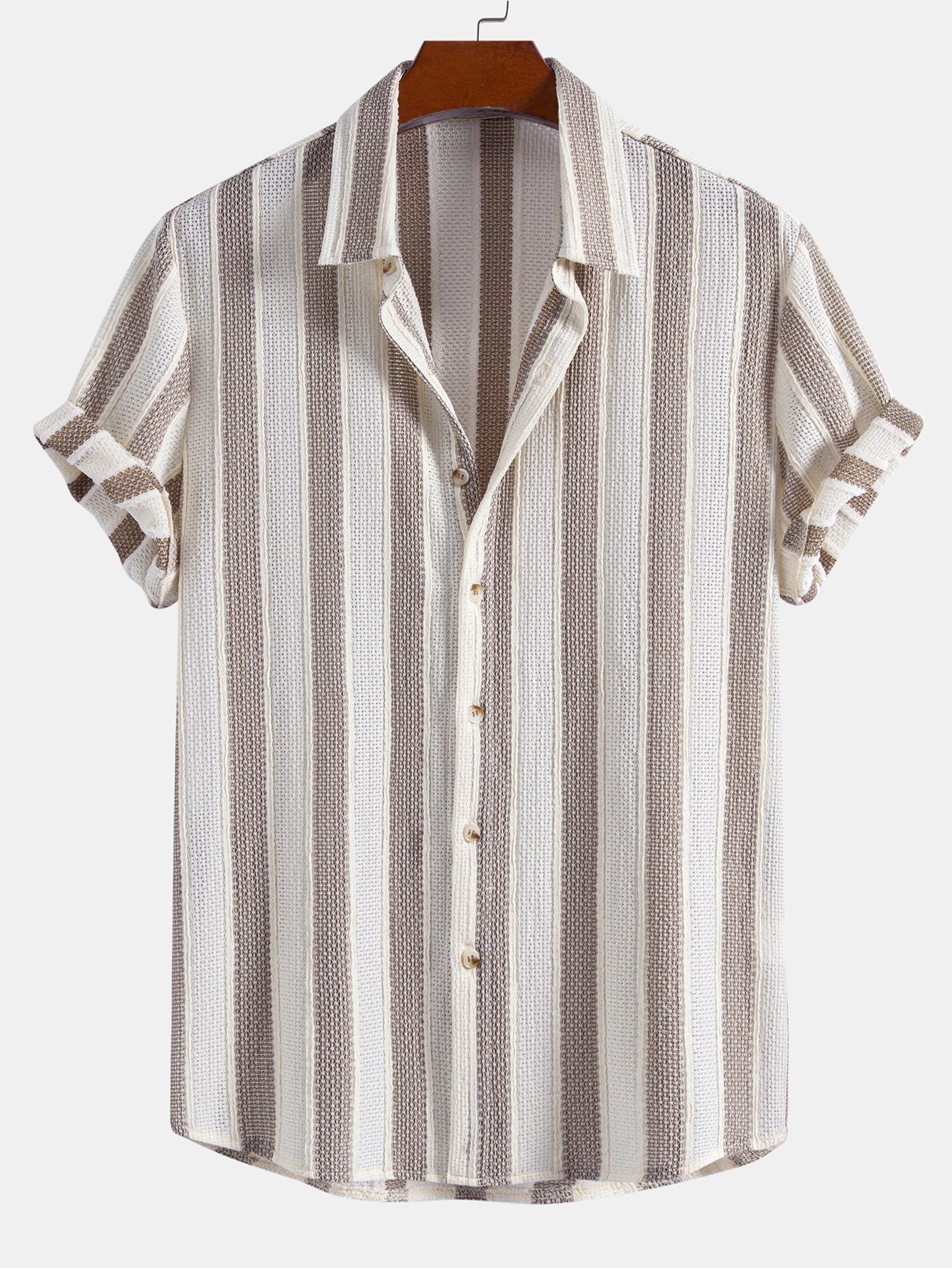 Textured Striped Button Up Shirt