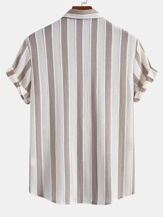 Textured Striped Button Up Shirt