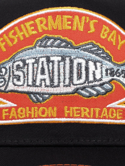 Vintage Fishing Embroidery Mesh Baseball Cap