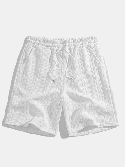 Relax Fit Mid-Length Sleeve Twist Jacquard T-Shirt & Shorts