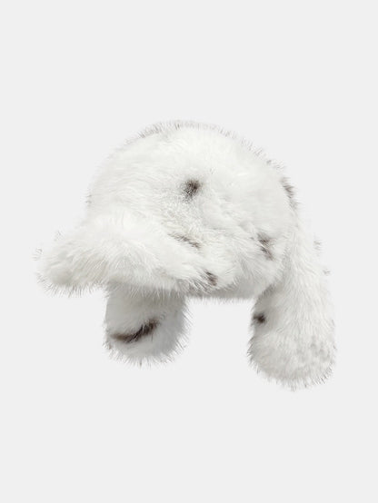 Retro Style Warm Baseball Cap With Fluffy Rabbit Ears Design