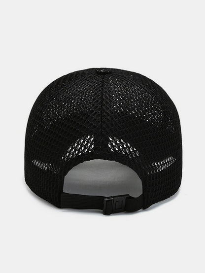 Solid Color Patch Hollow Mesh Nylon Baseball Cap