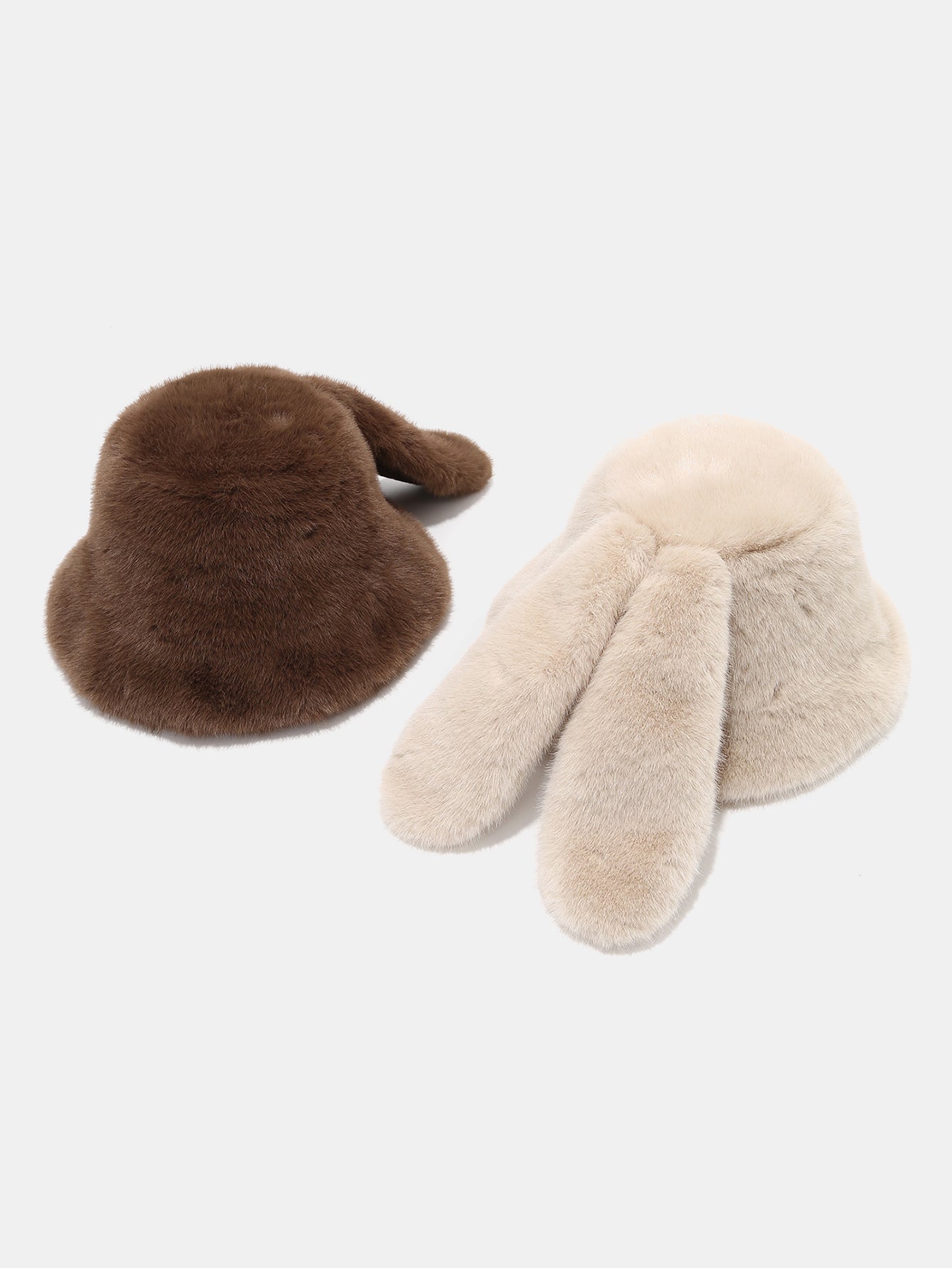 Plush Bucket Hat With Rabbit Ear Design