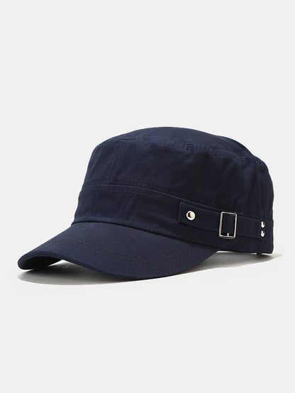 Solid Side Buckle Flat Top Baseball Cap