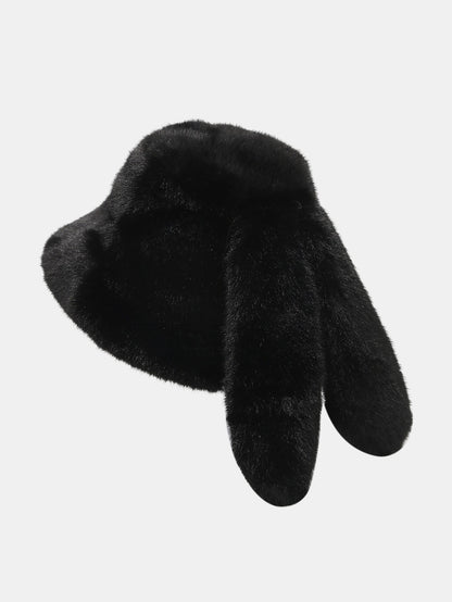 Plush Bucket Hat With Rabbit Ear Design