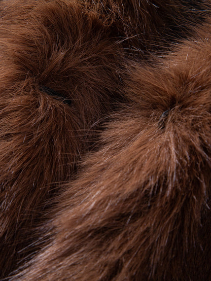Faux Fur Notch Lapel Overcoat