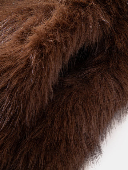 Faux Fur Notch Lapel Overcoat