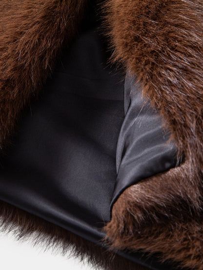Faux Fur Notch Lapel Overcoat