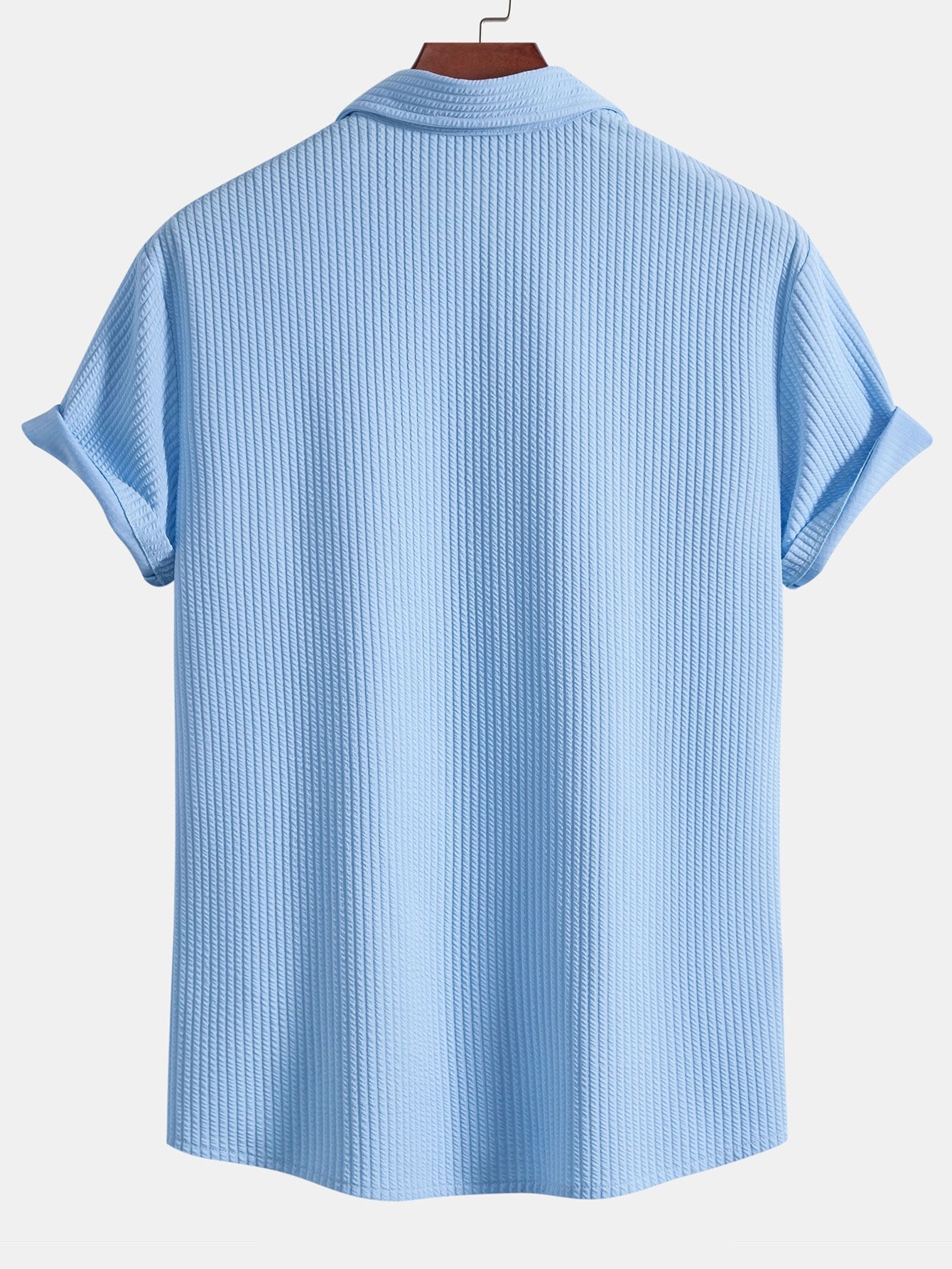 Muscle Fit Ribbed Button Up Shirt