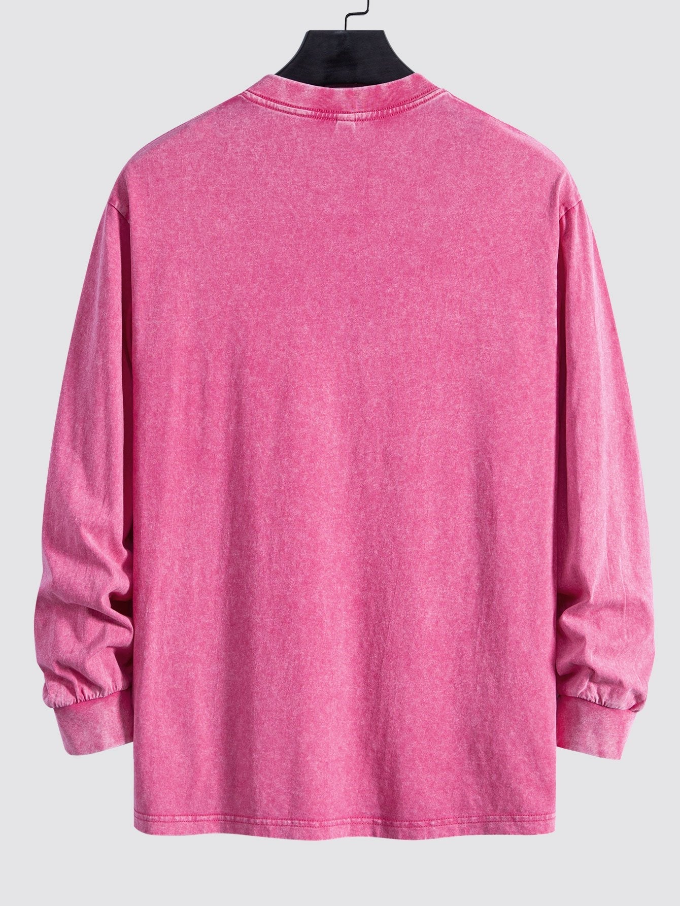 Relax Fit Long Sleeve Washed Distressed T-Shirt