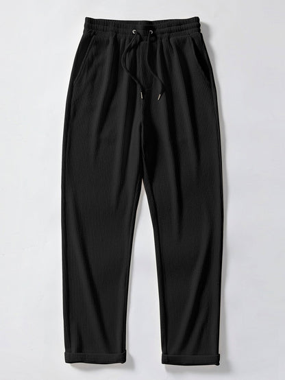Muscle Fit Ribbed Stand Collar Shirt & Straight Leg Ribbed Pants